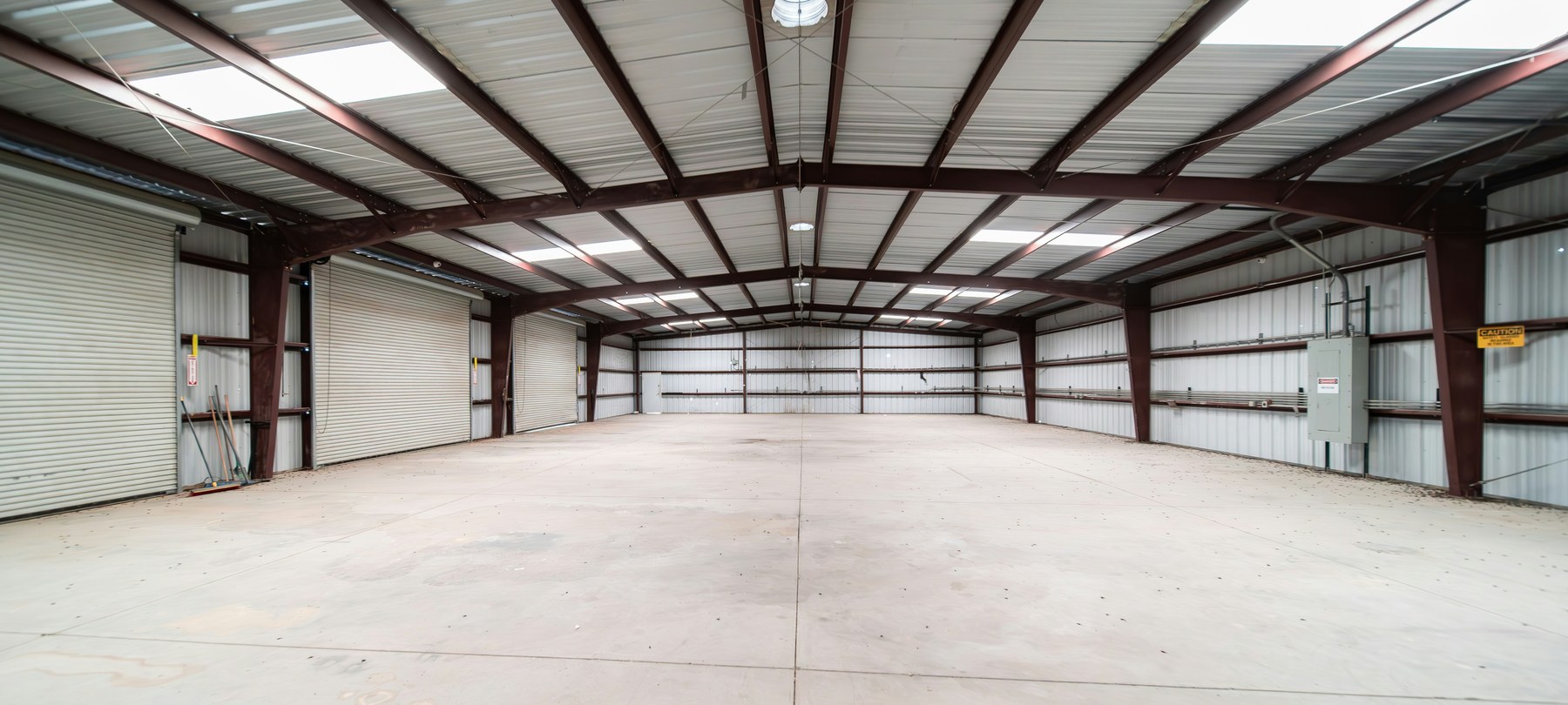 Empty steel-framed industrial unit